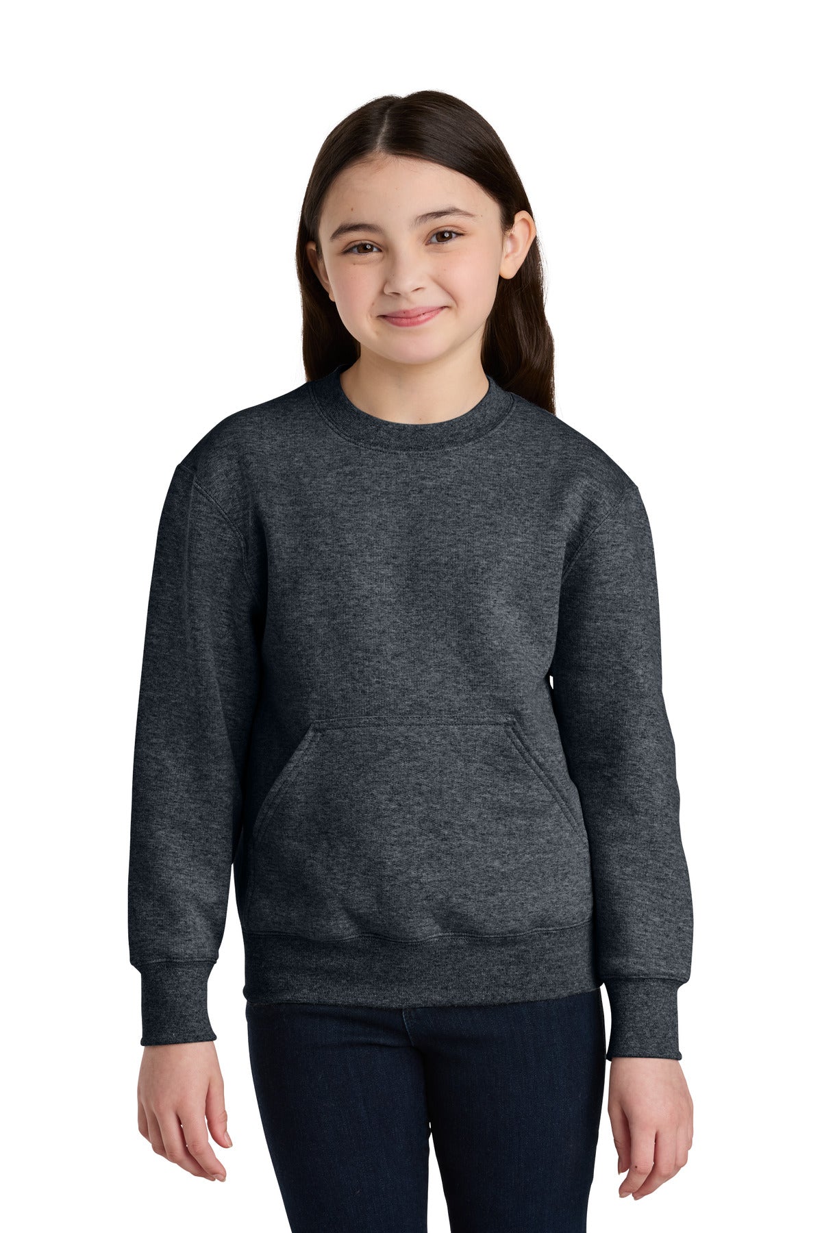 Port & Co™ Youth Core Fleece Crewneck Pocket Sweatshirt PC78YPKT