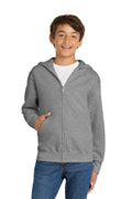 DISCONTINUED Port & Co™ Youth Core Fleece Full-Zip Hooded Sweatshirt.  PC90YZH